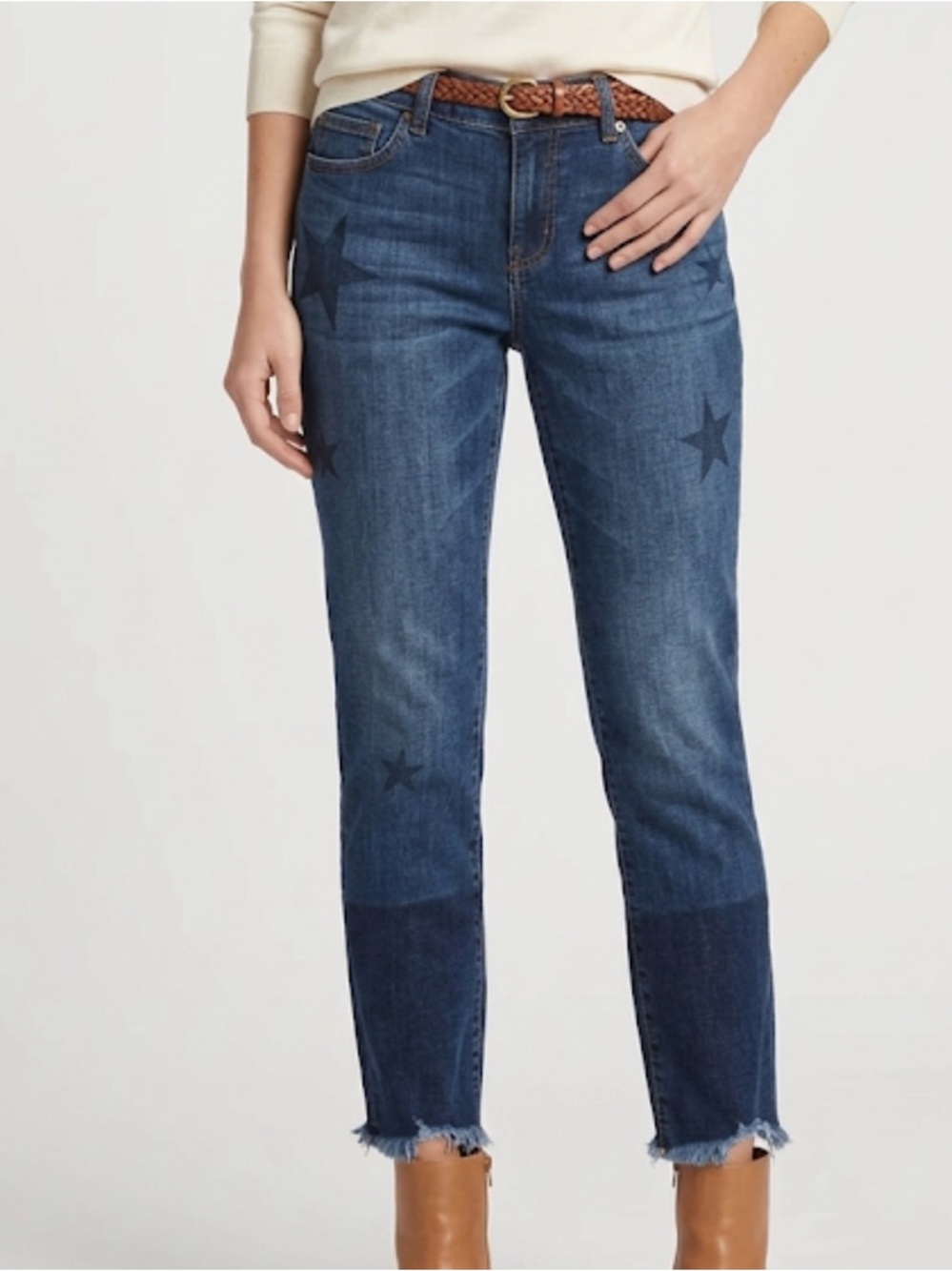 CAbi Slim Boyfriend Celebrity Star Print Jeans